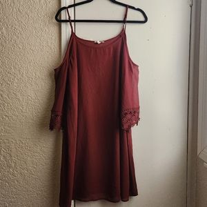 maurices- rust cold shoulder dress